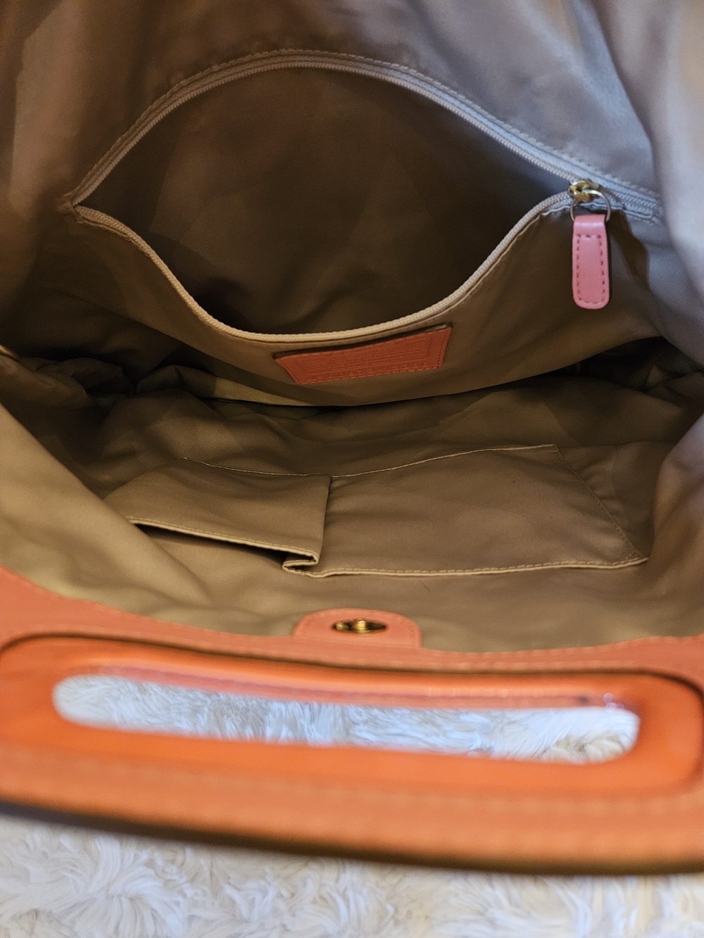 Y2K✨️Coach Bonnie Foldover Canvas Tote w/ Coral Trim - Picture 13 of 16